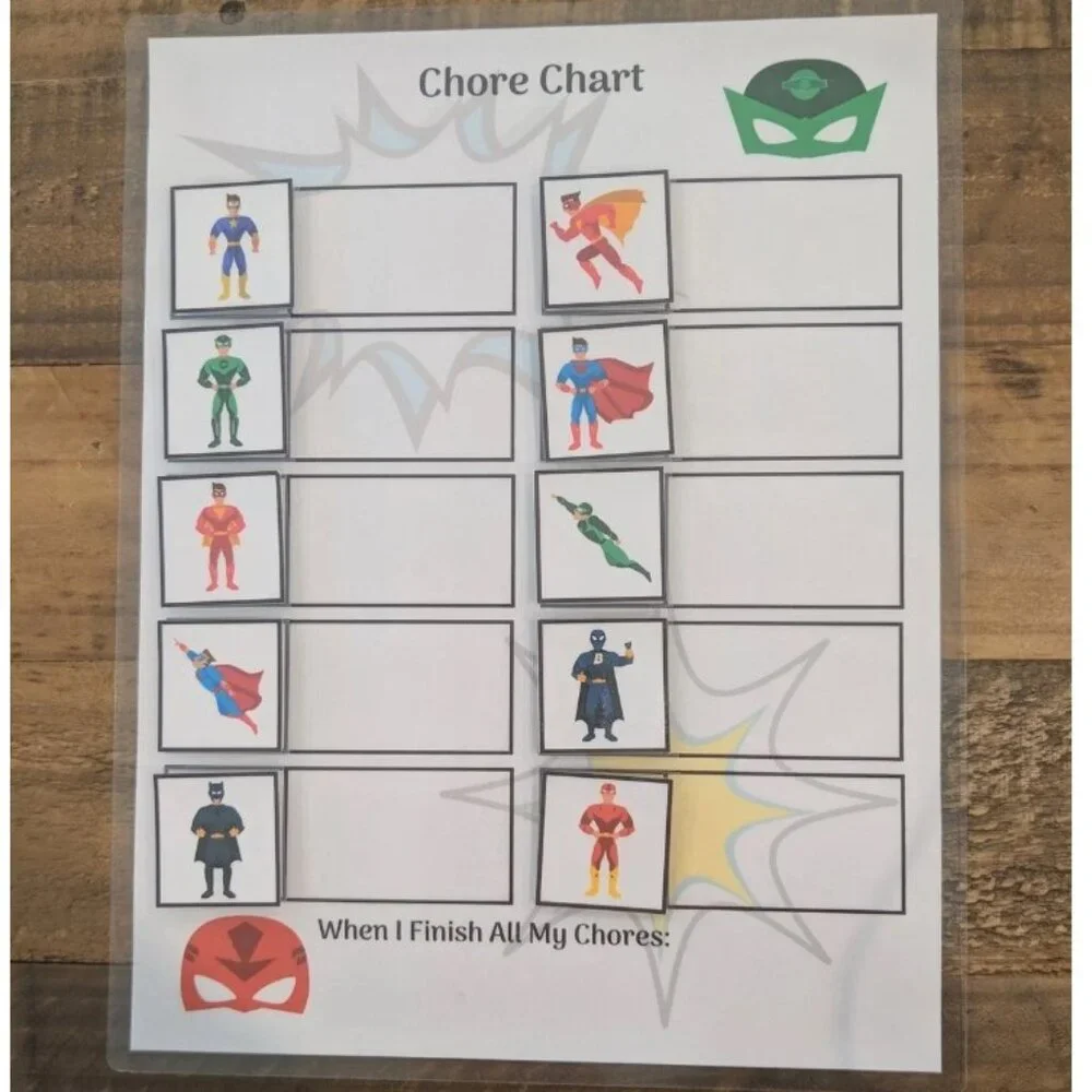 Super Hero Chore Chart, Token Board System, Reward Chart for Toddlers